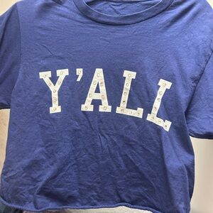 YALL cropped rhinestone tee